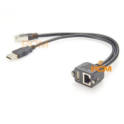 Cáp gắn bảng điều khiển cổng USB 2.0 và RJ45 2-trong-1