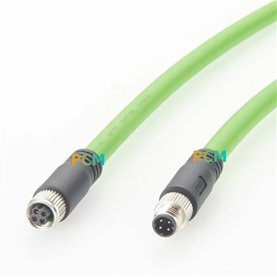 M8 4Mã Pin D Cáp Profinet từ đầu đực sang đầu đực